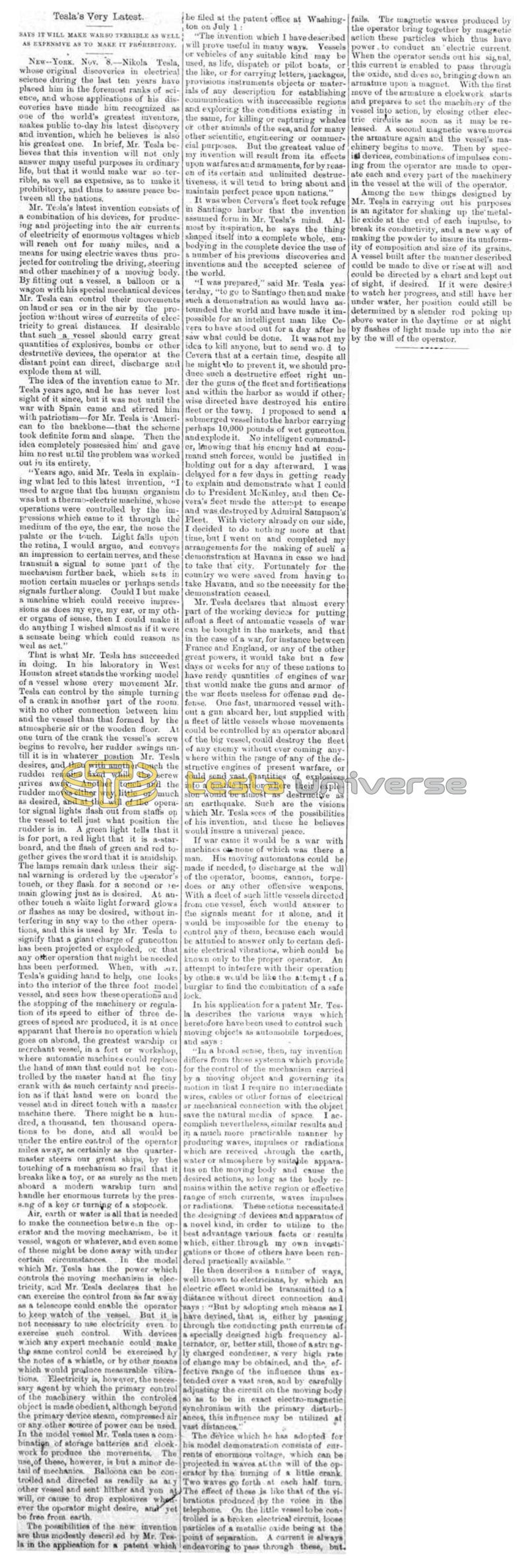 Preview of Tesla's Very Latest (reprint) article