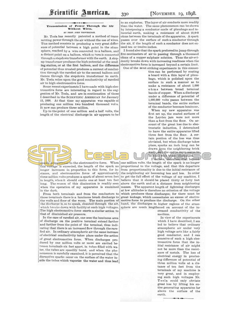 Preview of Transmission of Power Through the Air Without Wires article