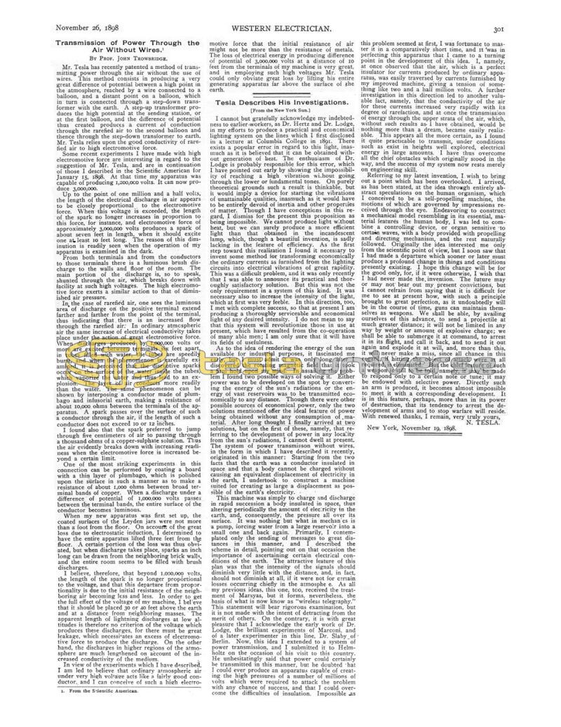 Preview of Transmission of Power Through the Air Without Wires article