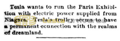 Preview of Tesla Wants to Run the Paris Exhibition article