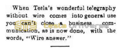 Preview of When Tesla's Wonderful Telegraphy Without Wire Comes into General Use article