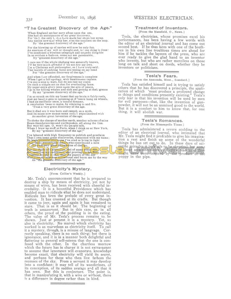 Preview of Nikola Tesla - "The Greatest Discovery of the Age" Poem & Recent News article