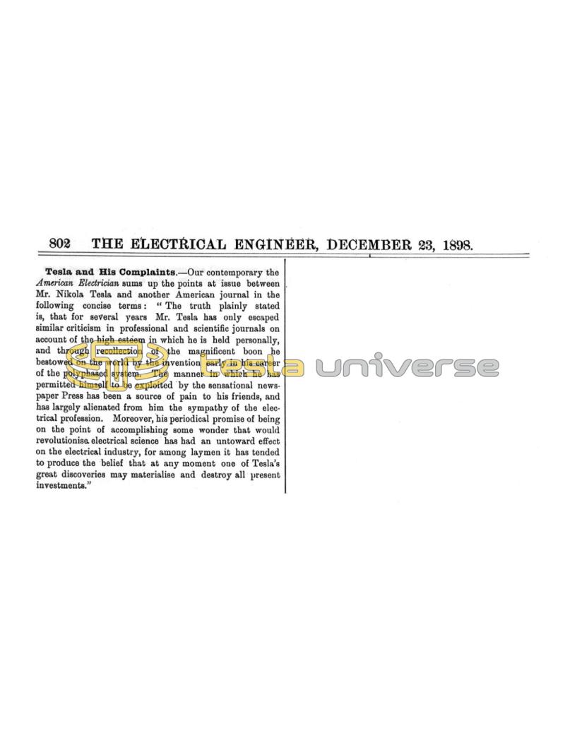 Preview of Nikola Tesla and His Complaints article