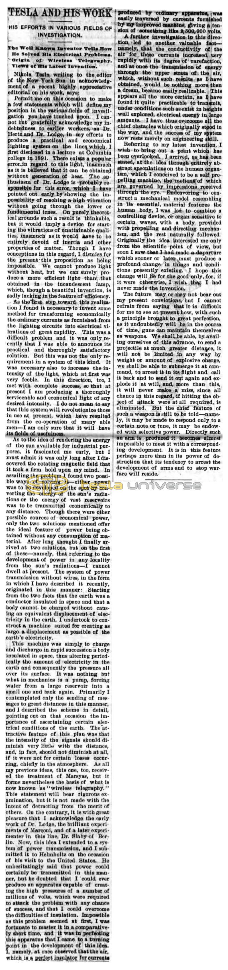 Preview of Tesla and His Work article