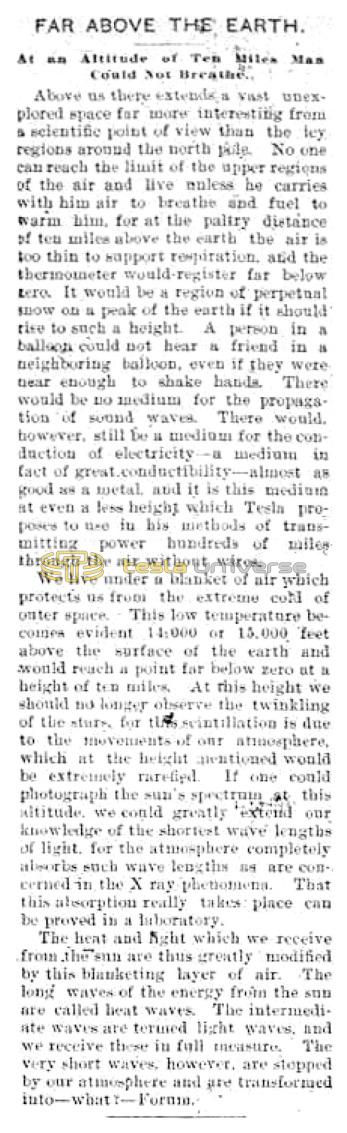 Preview of Far Above the Earth article