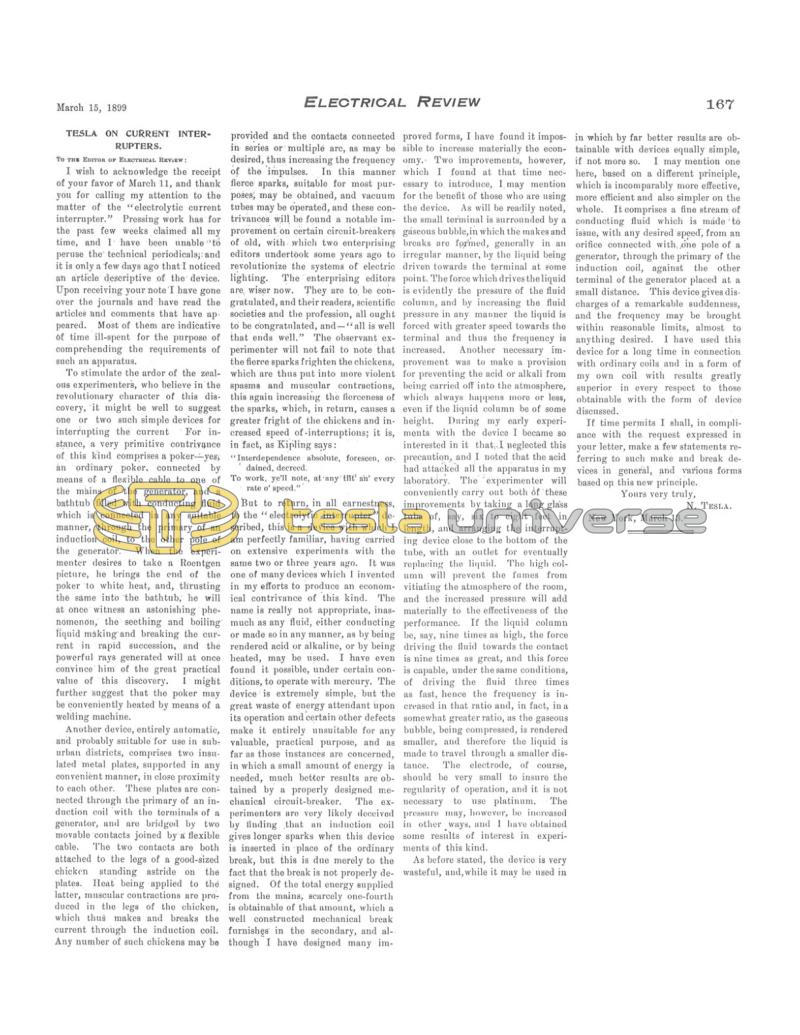 Preview of Tesla On Current Interrupters article