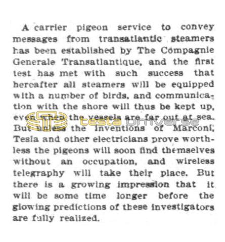 Preview of Wireless Telegraphy May Soon Replace Carrier Pigeons article