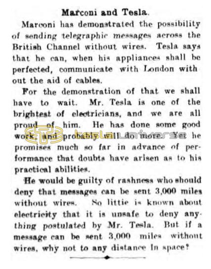 Preview of Marconi and Tesla (Apr. 4, 1899) article