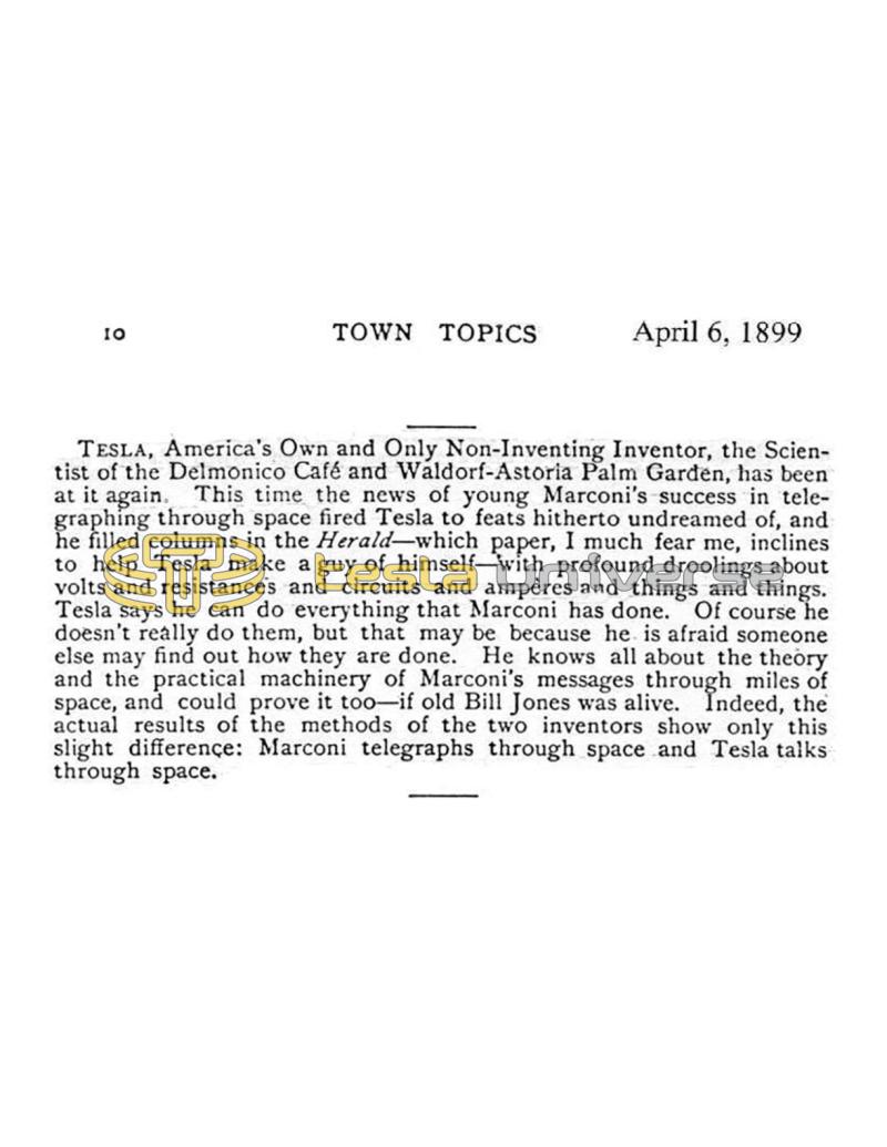 Preview of Town Topics - Tesla vs. Marconi article