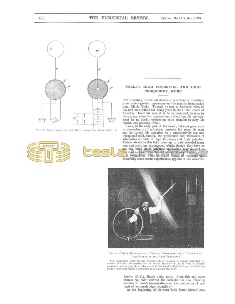 Preview of Tesla's High Potential and High Frequency Work article