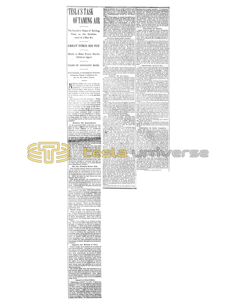 Preview of Tesla's Task of Taming Air article