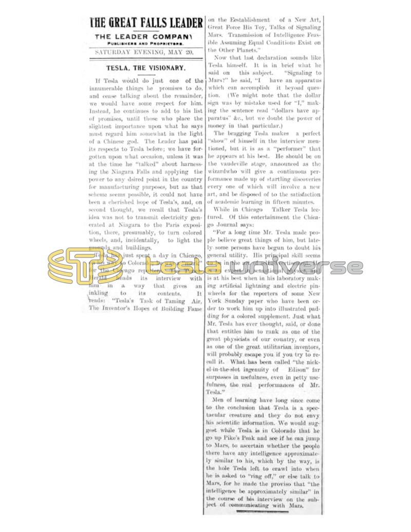 Preview of Tesla, The Visionary article