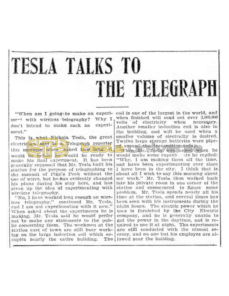 Preview of Tesla Talks to the Telegraph article