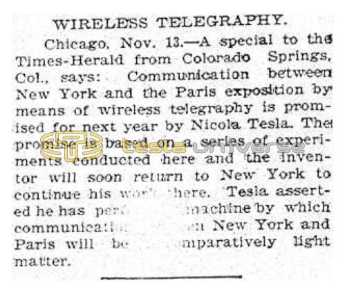 Preview of Wireless Telegraphy - New York to Paris article