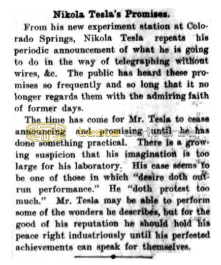 Preview of Nikola Tesla's Promises article
