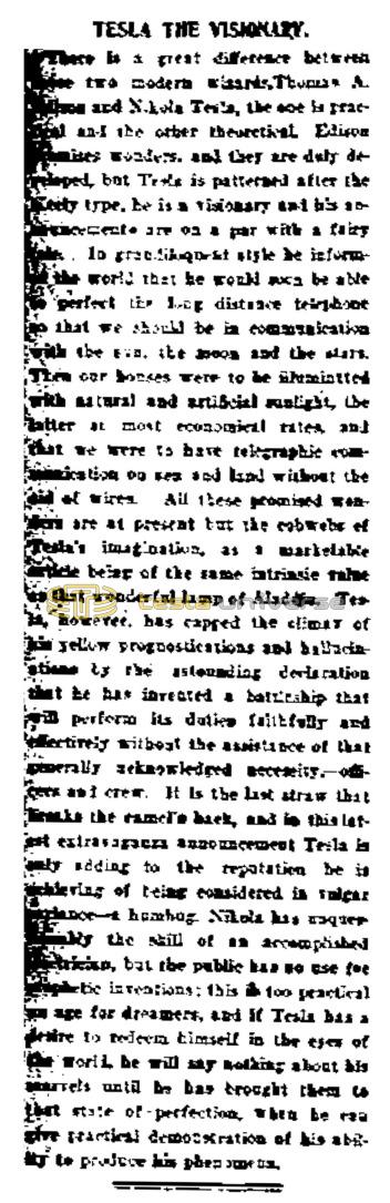 Preview of Tesla the Visionary (Dec. 8, 1899) article