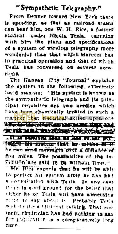 Preview of Sympathetic Telegraphy article