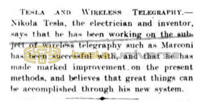 Preview of Tesla and Wireless Telegraphy - Marked Improvement article