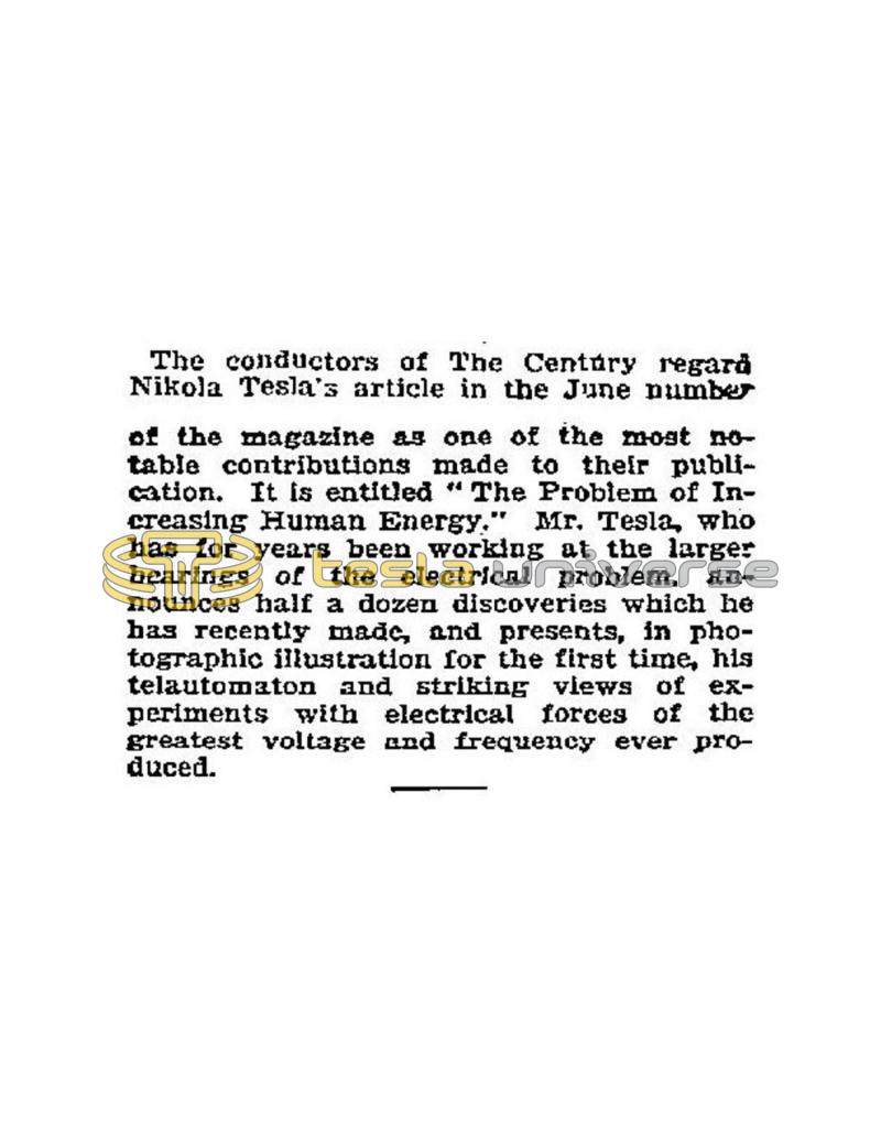 Preview of Tesla's Article Regarded as Most Notable article