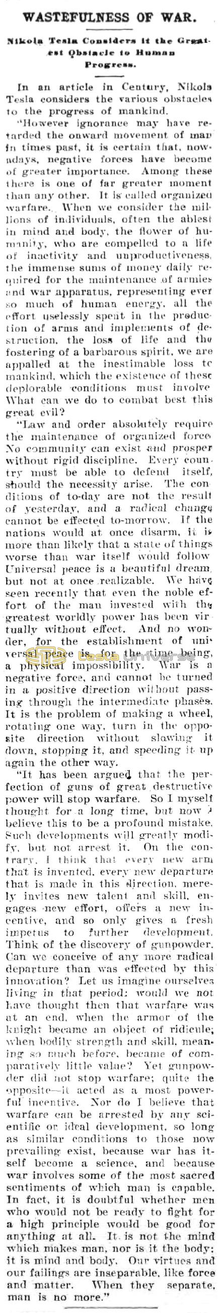 Preview of Wastefulness of War article