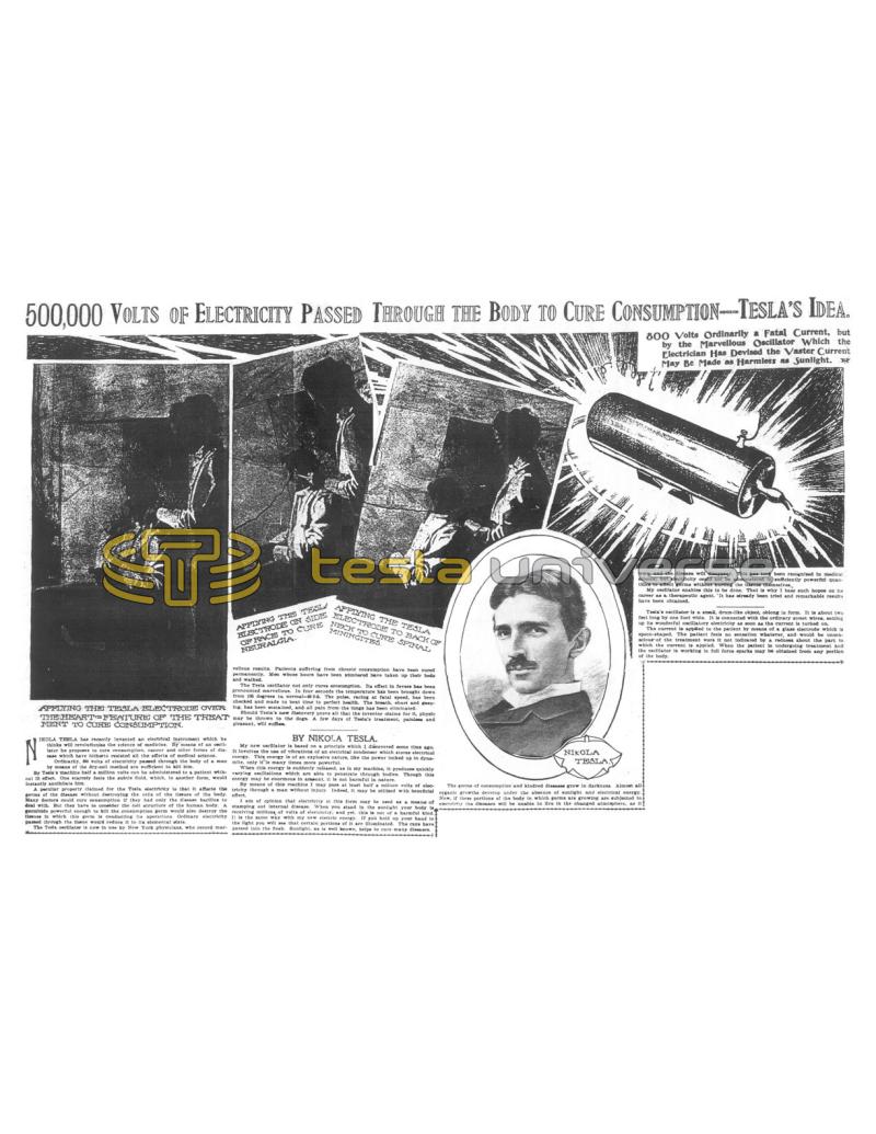 Preview of 500,000 Volts of Electricity Passed Through the Body to Cure Consumption - Tesla's Idea article