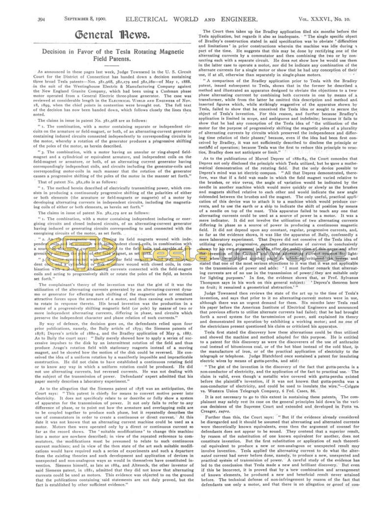 Preview of Decision in Favor of the Tesla Rotating Magnetic Field Patents article