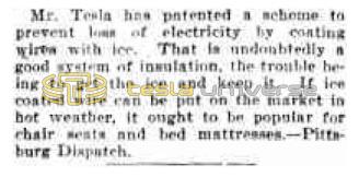 Preview of Mr. Tesla Patents Ice Coated Wire article