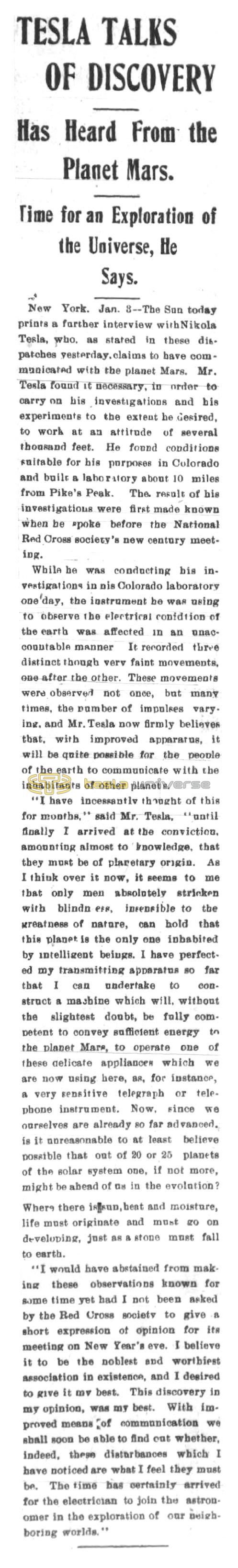 Preview of Tesla Talks of Discovery article