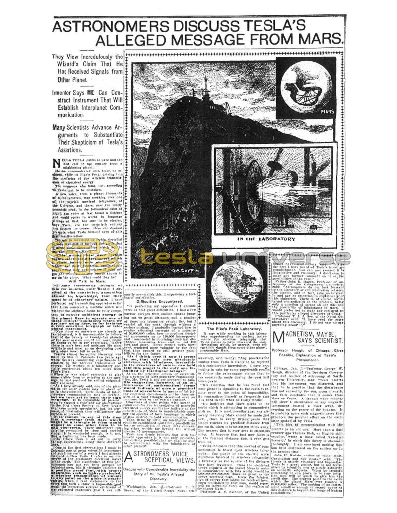 Preview of Astronomers Discuss Tesla's Alleged Message From Mars article