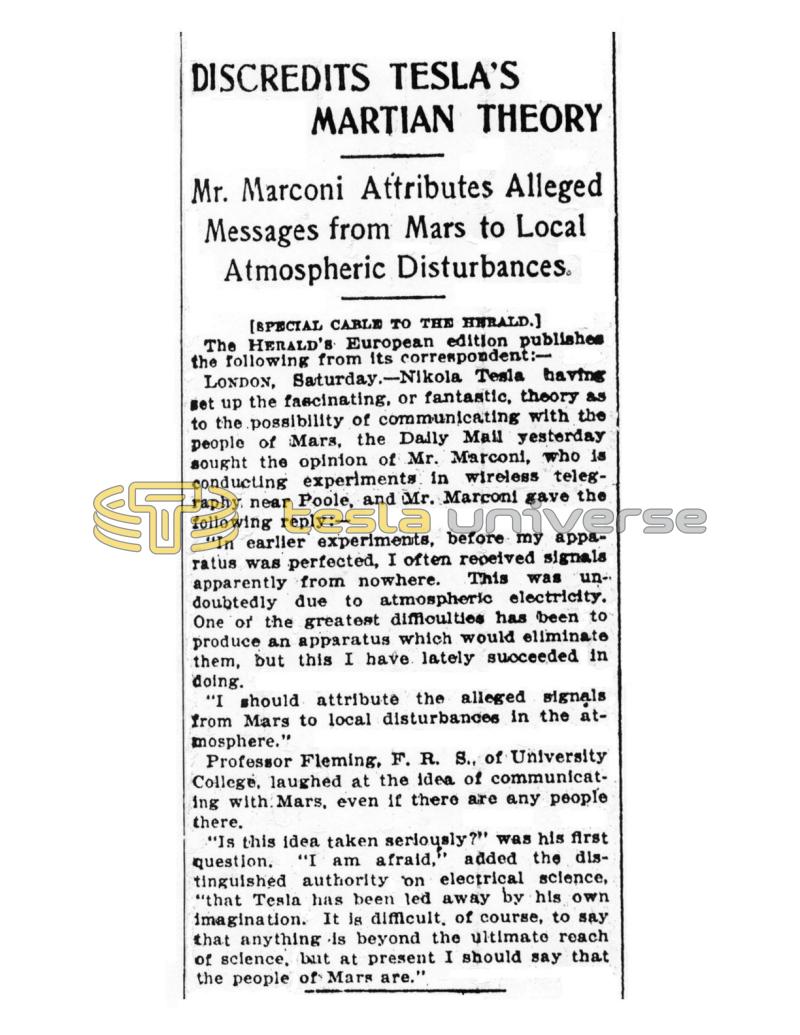 Preview of Discredits Tesla's Martian Theory article