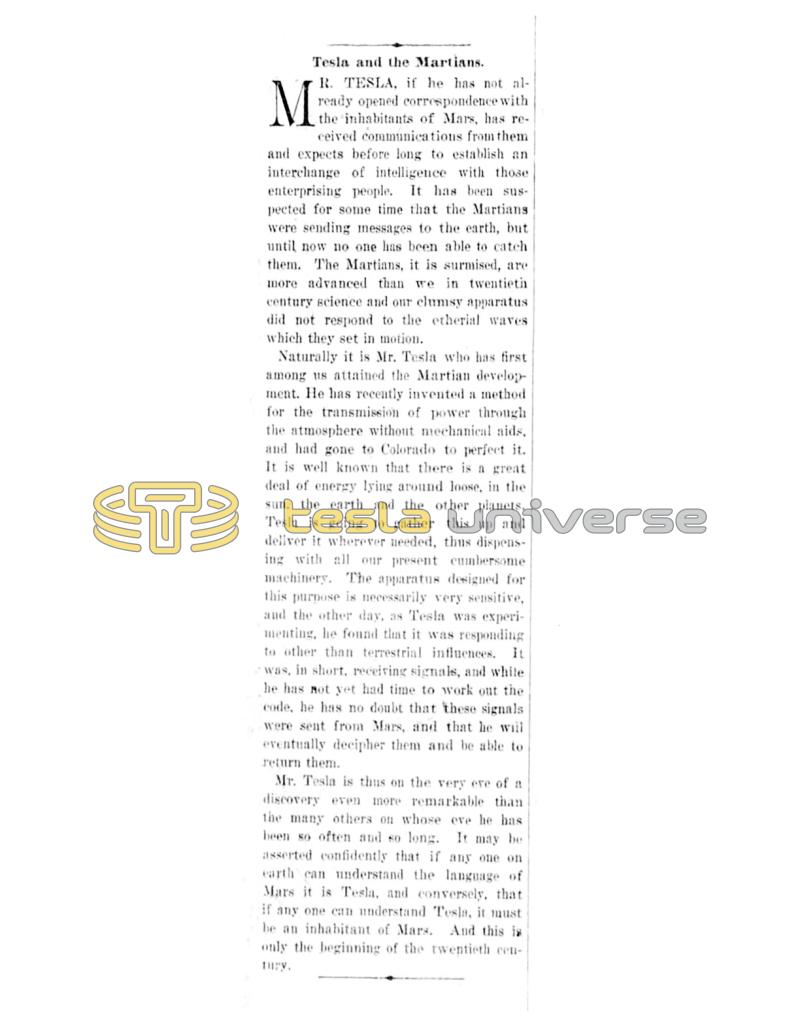 Preview of Tesla and the Martians article