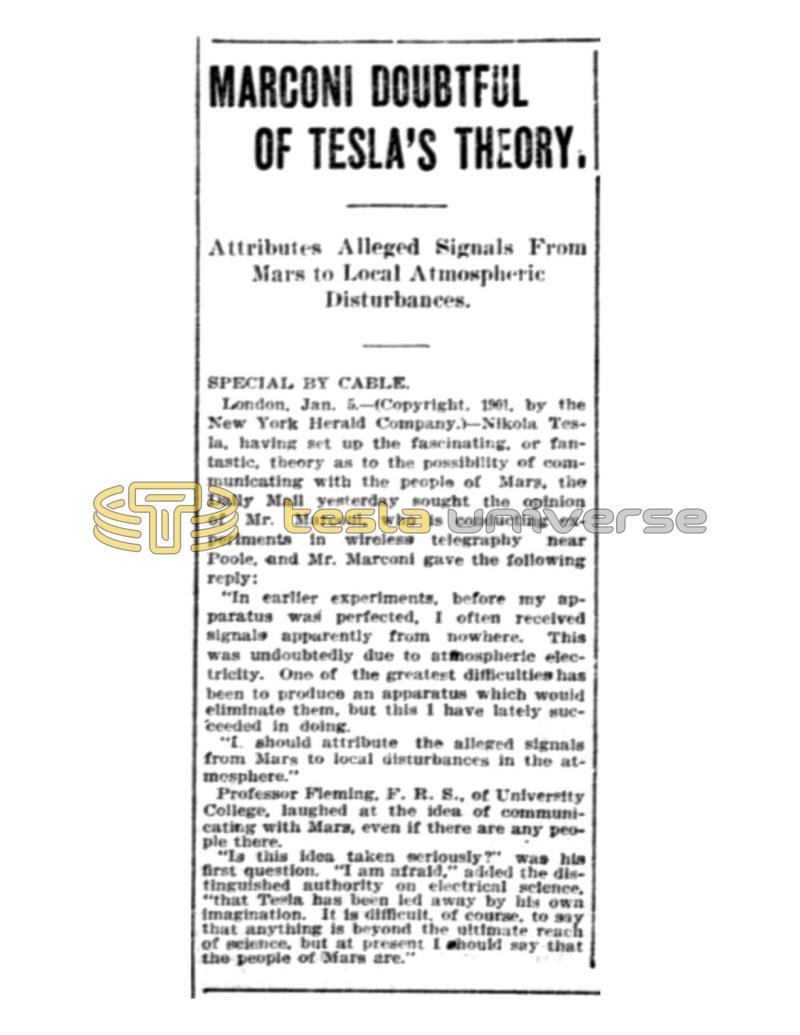Preview of Marconi Doubtful of Tesla's Theory article