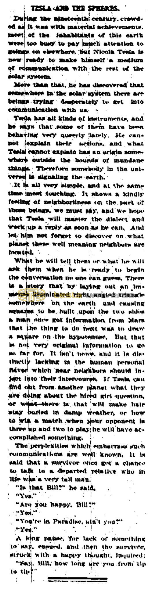 Preview of Tesla and the Spheres article