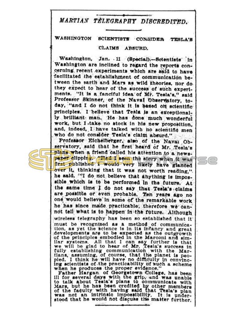 Preview of Martian Telegraphy Discredited article