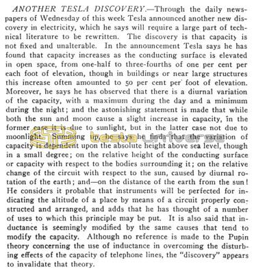 Preview of Current News and Notes - Another Tesla Discovery article