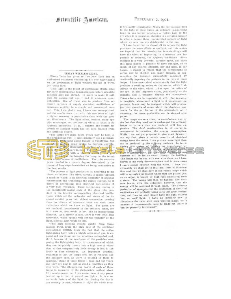 Preview of Tesla's Wireless Light article