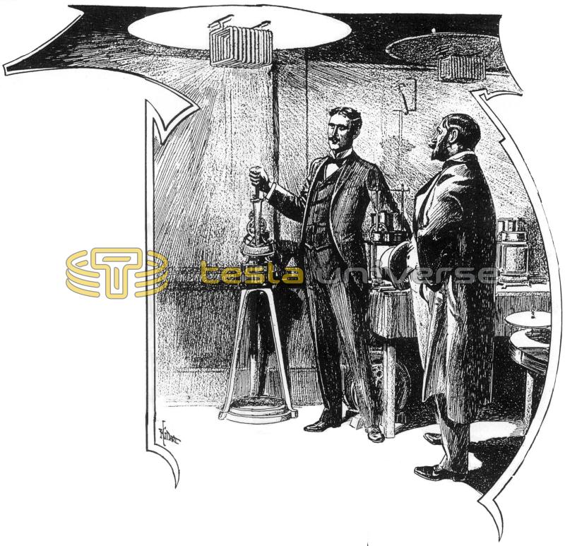 Nikola Tesla Demonstrating His Wireless Lamps