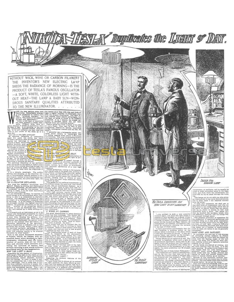 Preview of Nikola Tesla Duplicates the Light of Day article