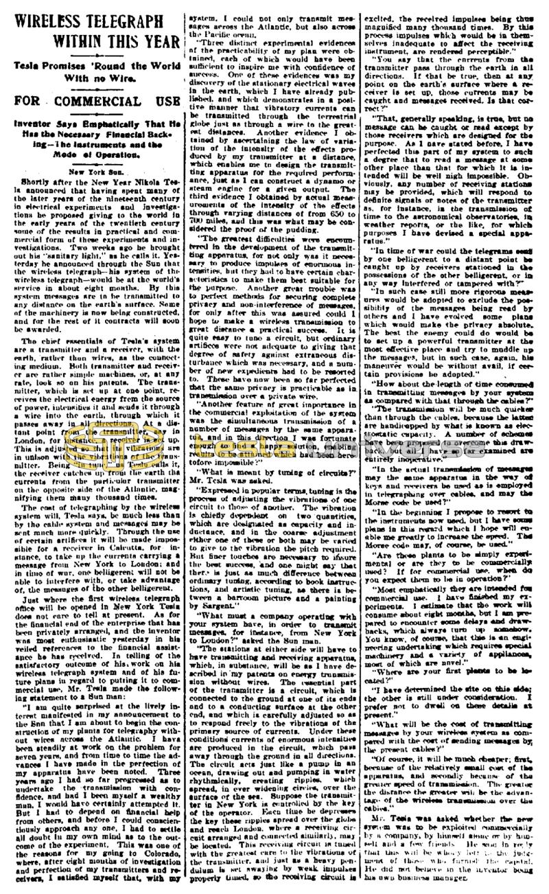 Preview of Wireless Telegraph Within This Year article