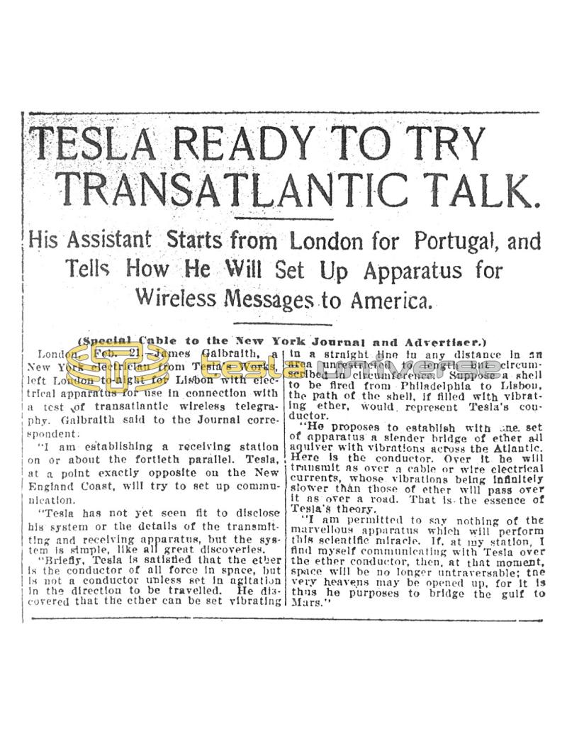 Preview of Tesla Ready To Try Transatlantic Talk article