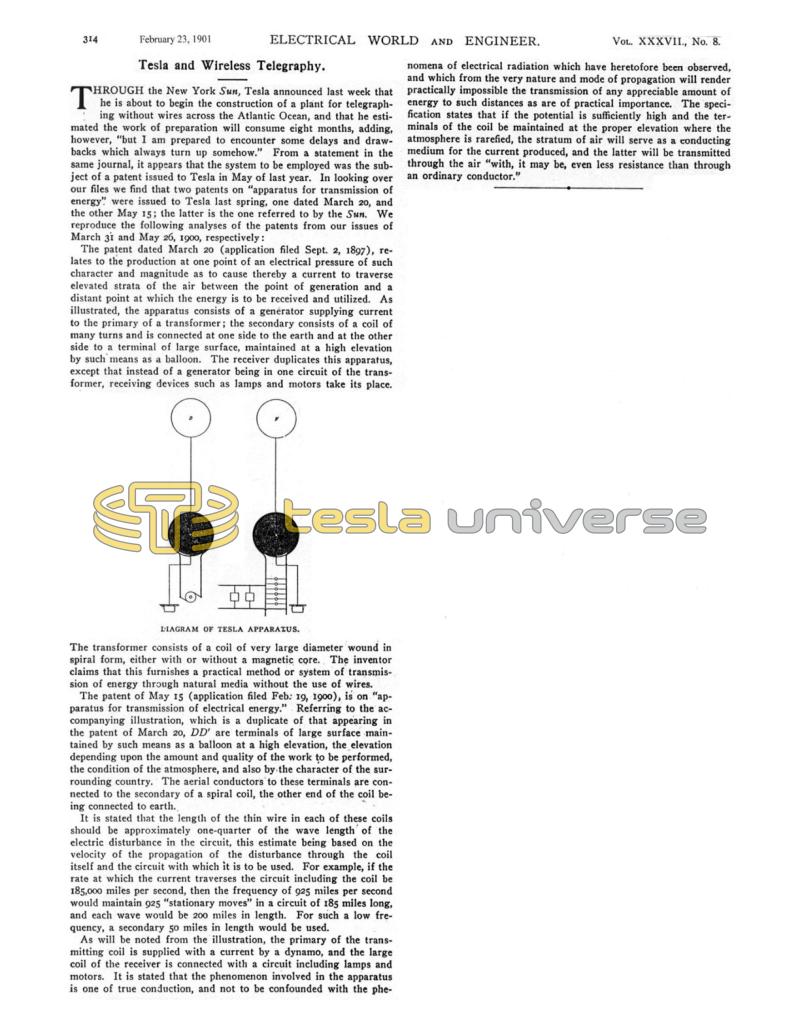 Preview of Tesla and Wireless Telegraphy article