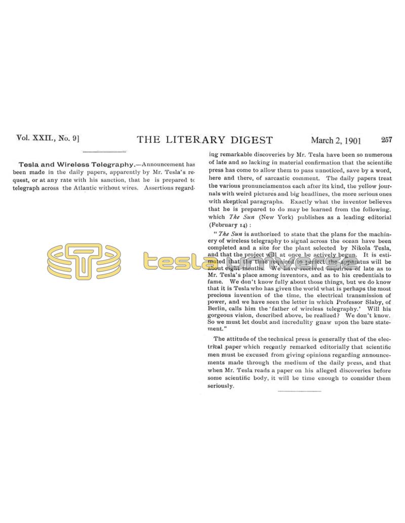 Preview of Tesla and Wireless Telegraphy article