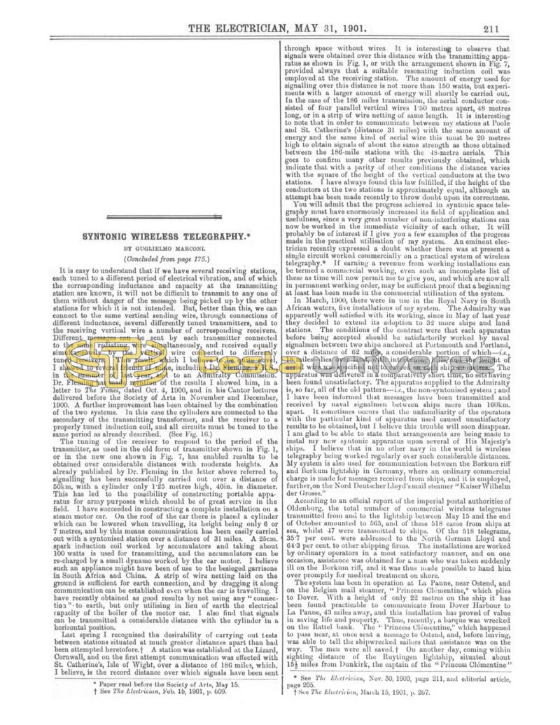 Preview of Syntonic Wireless Telegraphy - Part 2 article