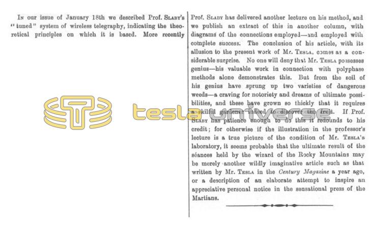 Preview of The Latest Progress in Spark Telegraphy - Editorial article