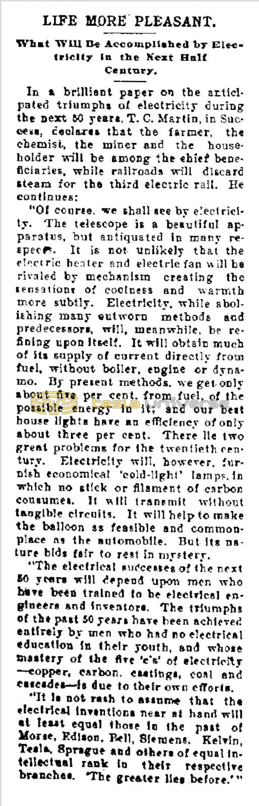 Preview of Life More Pleasant - What Will Be Accomplished by Electricity in the Next Half Century article