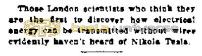 Preview of London Scientists Evidently Haven't Heard of Nikola Tesla article