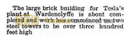 Preview of Wardenclyffe is About Completed article