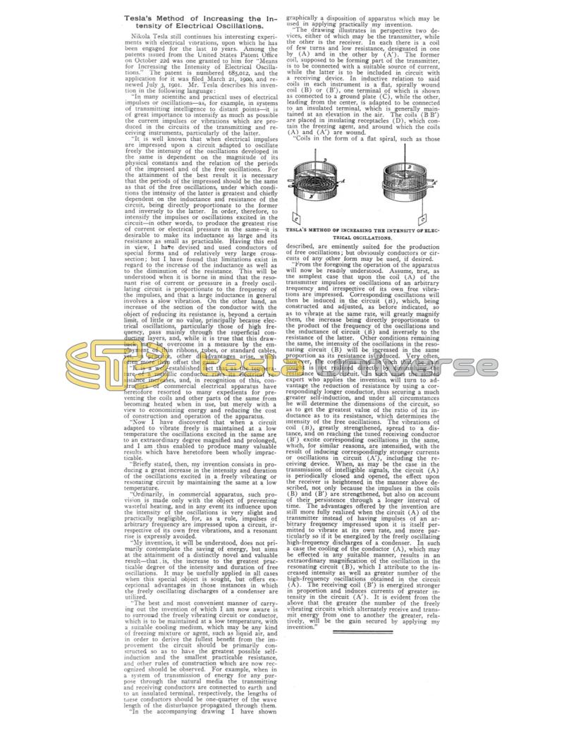Preview of Tesla's Method of Increasing the Intensity of Electrical Oscillations article