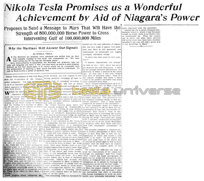 Preview of Nikola Tesla Promises us a Wonderful Achievement by Aid of Niagara's Power article