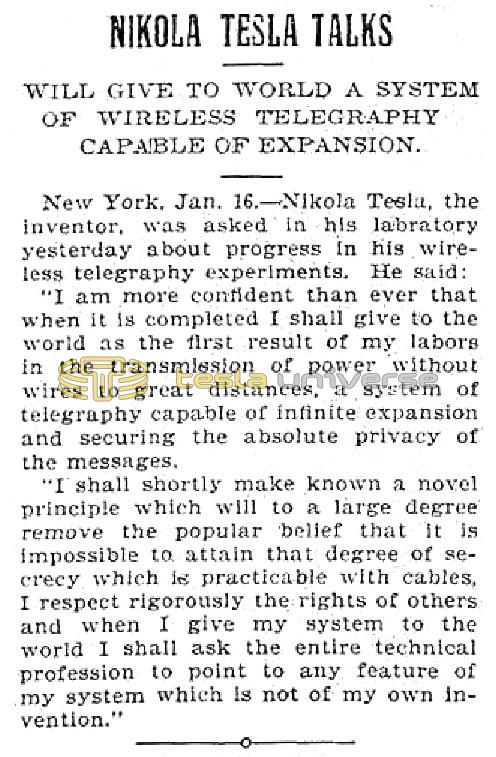 Preview of Nikola Tesla Talks article